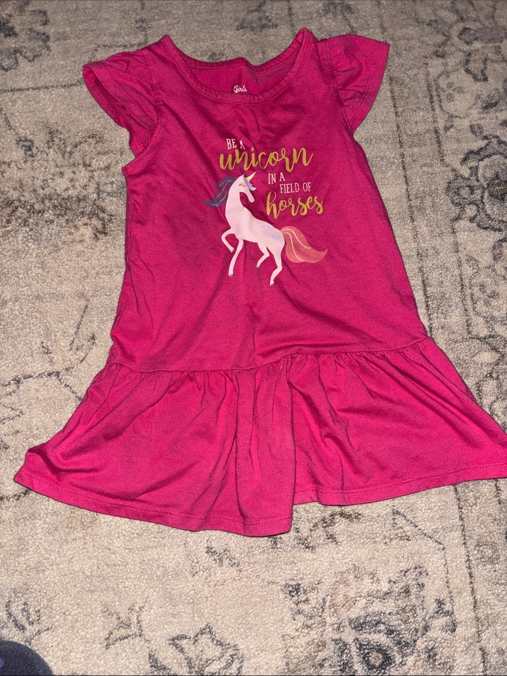 Girls' Pink Unicorn Nightgown Dress - Kids Pajamas